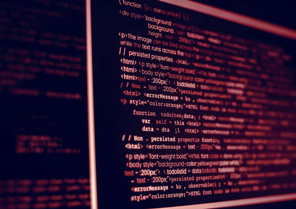Image of code on a screen used to improve web security